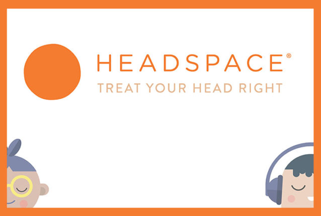 A banner for Headspace. It has orange text and border against a white background.