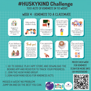 Blue graphic for week 4 of #huskykind with acts