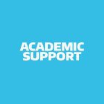 A blue box with text that reads: academic support.