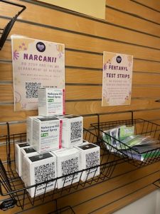 Room 101 Baskets full of Narcan and Fentanyl Test Strips