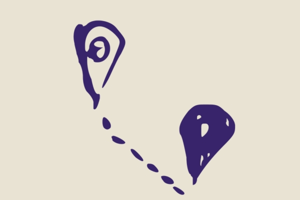 Doodle of pins on map