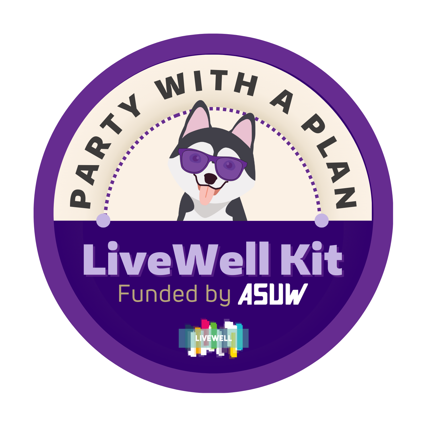 Party with a Plan LiveWell Kit of a husky wearing sunglasses