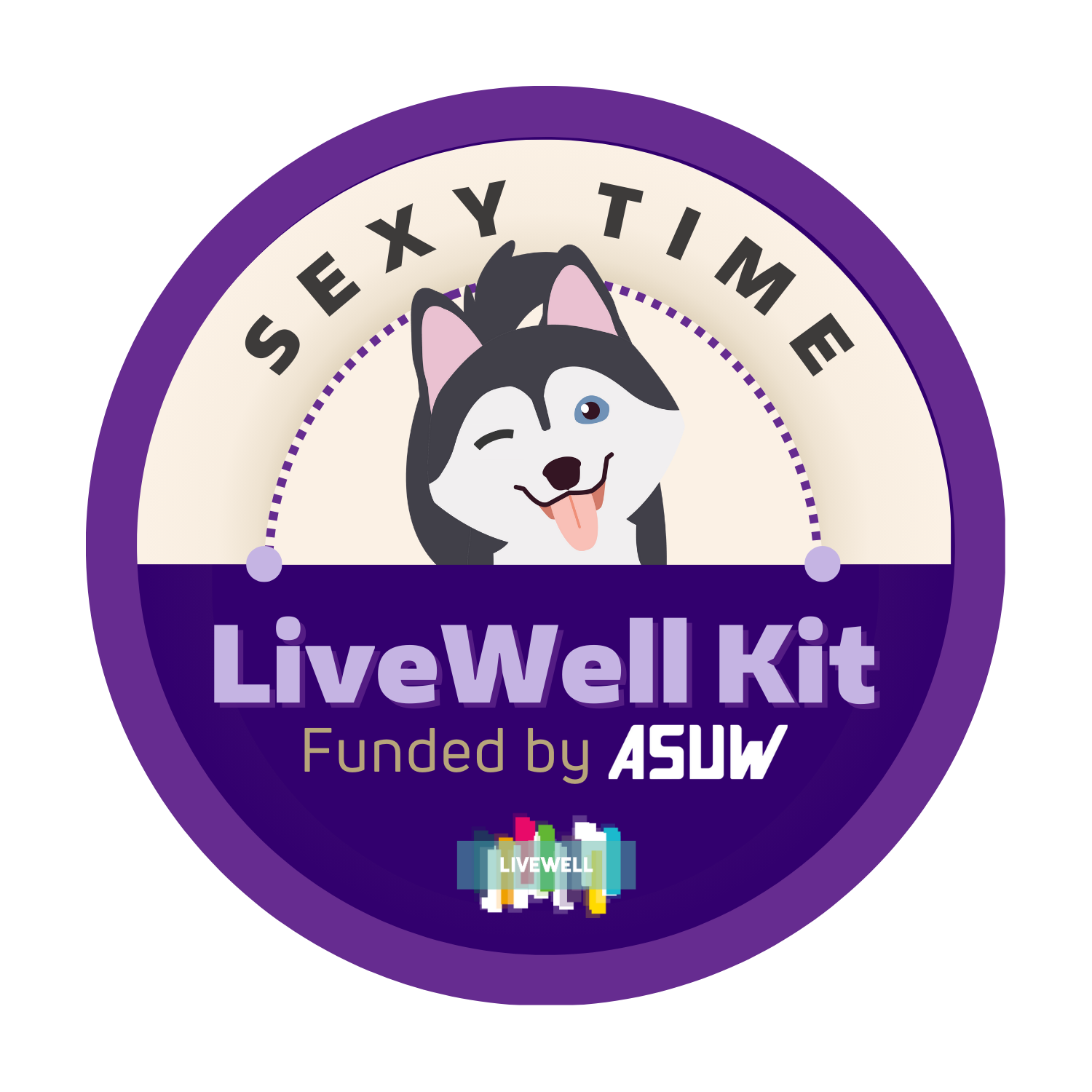 Sexy Time LiveWell Kit logo of a winking husky